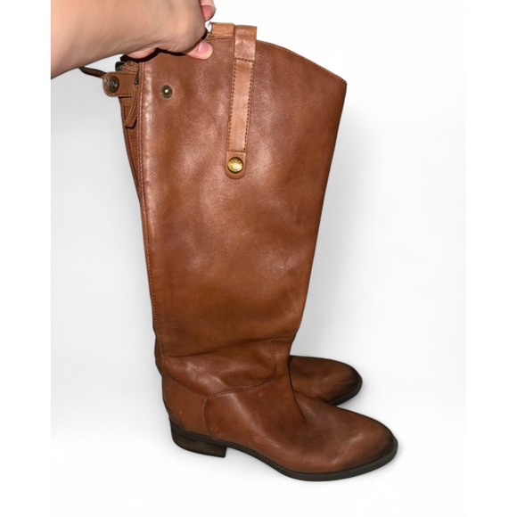 Sam Edelman Penny Whiskey Brown Leather Riding Boots Back Zip Womens 8M 39 - Picture 2 of 9